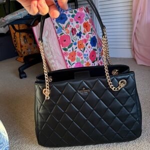 Kate Spade Black Carey Smooth Quilted Tote Bag Leather NWT